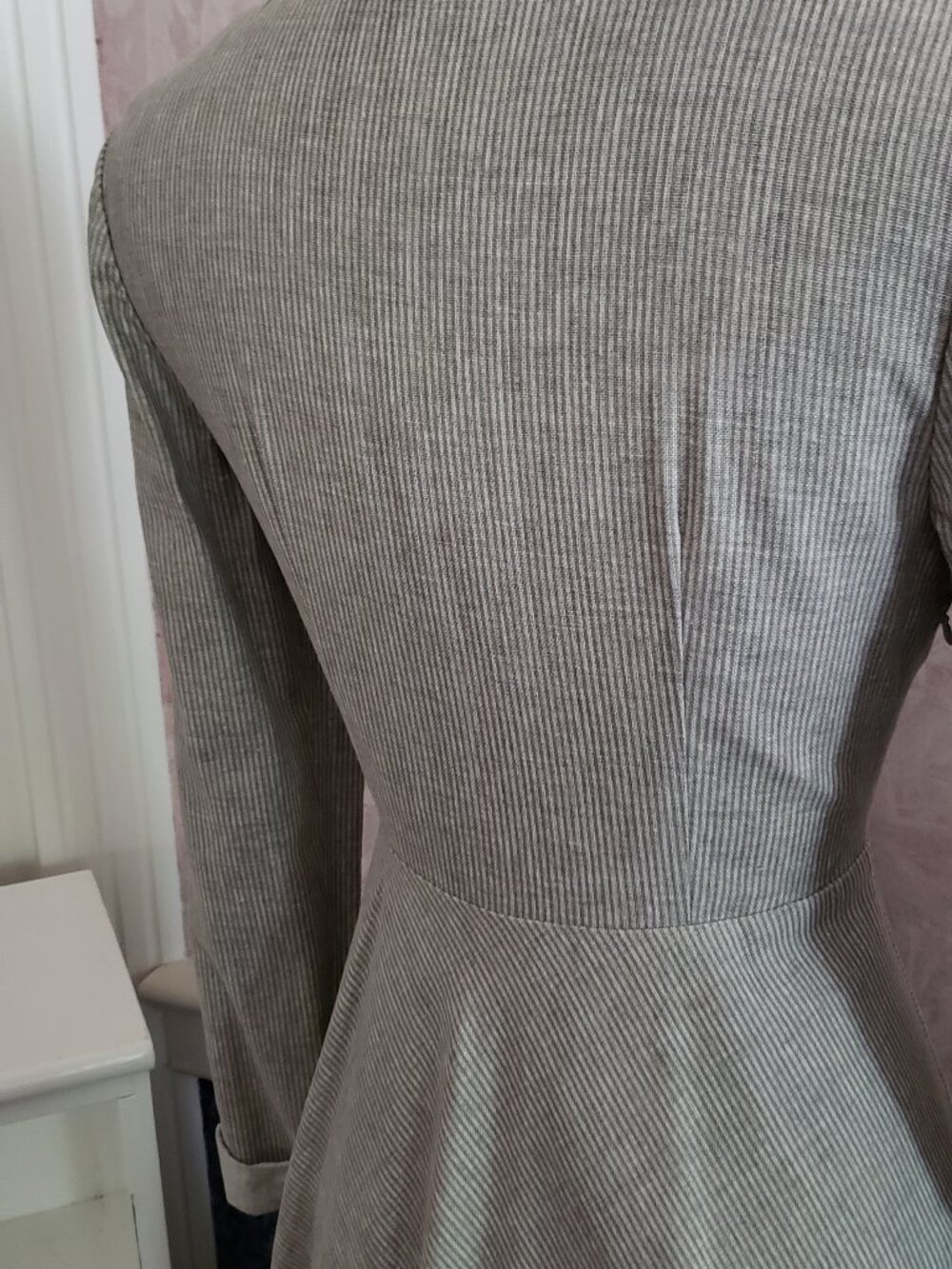 Vintage cottagecore gray striped long sleeve dress XS/S - Picture 6 of 11